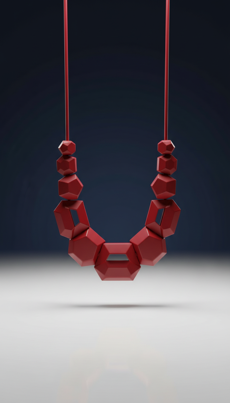 Crimson Pop Geometric Statement Necklace