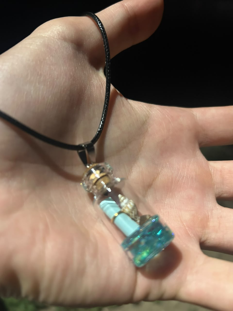 Message in a Bottle Necklace – Nautical Beach Charm Pendant with Tiny Scroll & Seashell